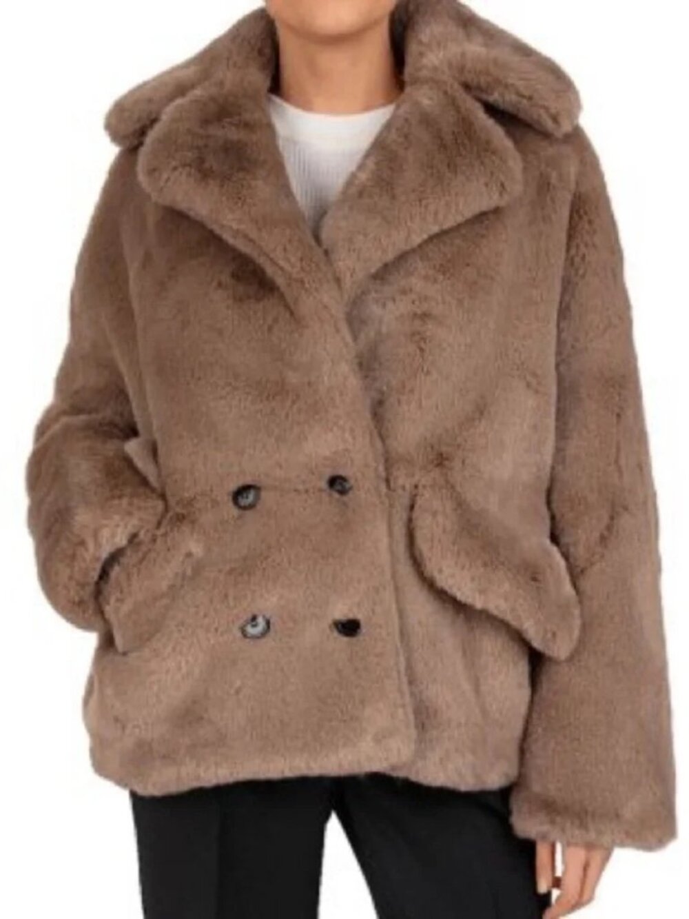 The Kooples Cropped Faux Fur Coat